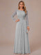 A-Line/Princess Scoop Long Sleeves Ruched Mother of the Bride Dresses with Appliques