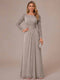 A-Line/Princess Scoop Long Sleeves Ruched Mother of the Bride Dresses with Appliques