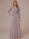 A-Line/Princess Scoop Long Sleeves Ruched Mother of the Bride Dresses with Appliques