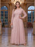 A-Line/Princess Scoop Long Sleeves Ruched Plus Size Mother of the Bride Dresses with Appliques