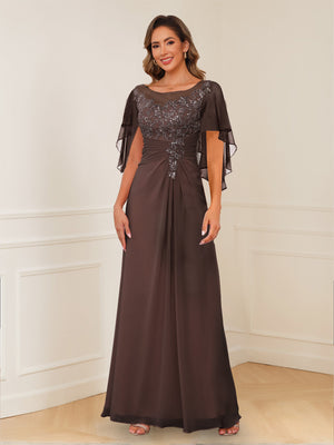 A-Line/Princess Illusion Scoop Appliques Ruched Mother of the Bride Dresses