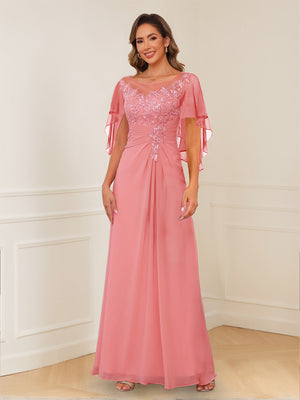 A-Line/Princess Illusion Scoop Appliques Ruched Mother of the Bride Dresses