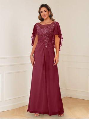 A-Line/Princess Illusion Scoop Appliques Ruched Mother of the Bride Dresses