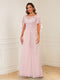 A-Line/Princess Illusion Scoop Appliques Ruched Mother of the Bride Dresses