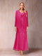 Sheath/Column V-Neck Ankle-Length Evening Dresses With Jacket & Sequins