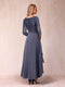 A-Line/Princess Sheer Neck 3/4 Sleeves Mother of the Bride Dresses with Beading