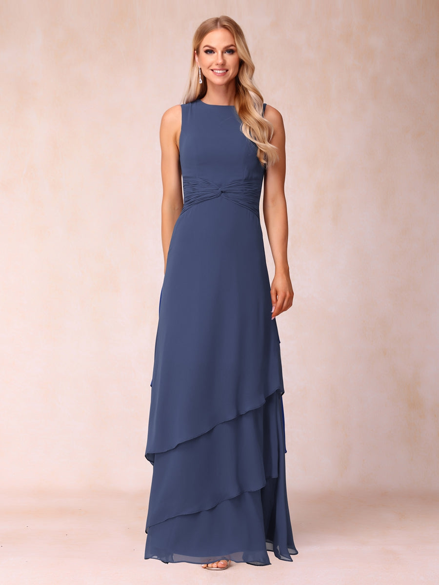 A-Line/Princess Scoop Ruched Floor-Length Mother of the Bride Dresses with Ruffles &amp; Jacket