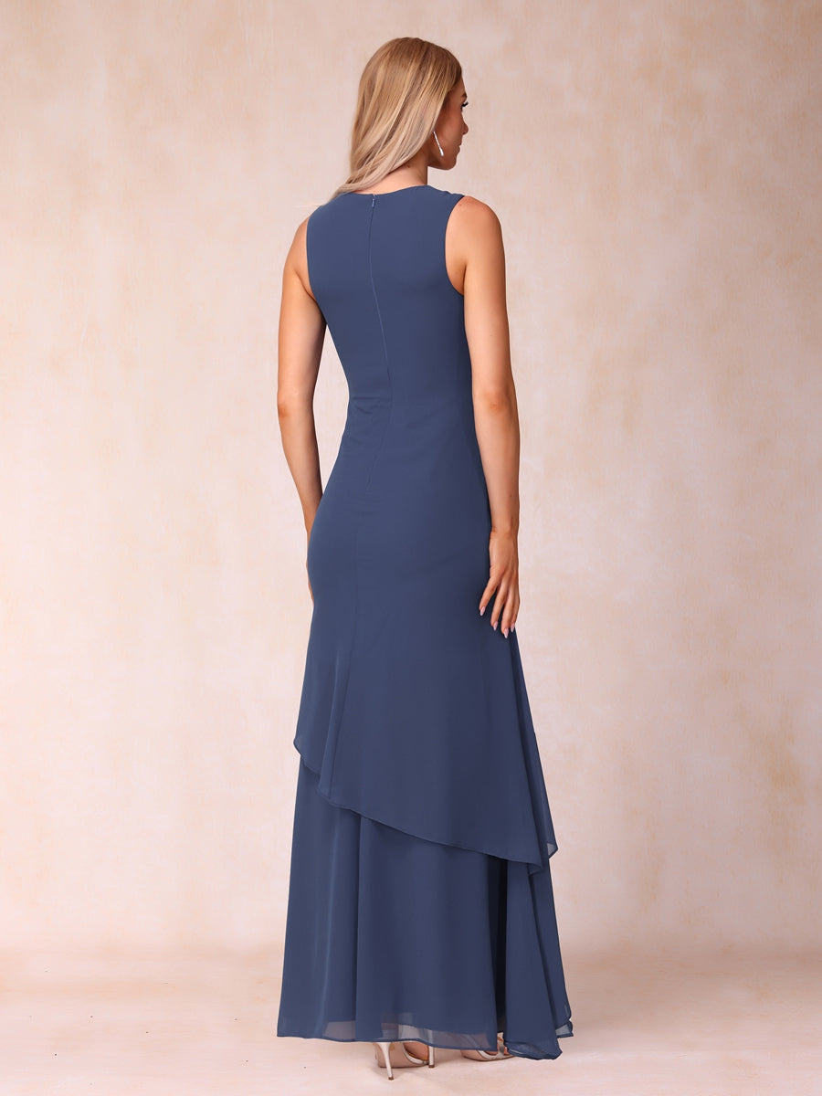 A-Line/Princess Scoop Ruched Floor-Length Mother of the Bride Dresses with Ruffles &amp; Jacket