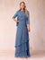 A-Line/Princess Scoop Ruched Floor-Length Mother of the Bride Dresses with Ruffles & Jacket