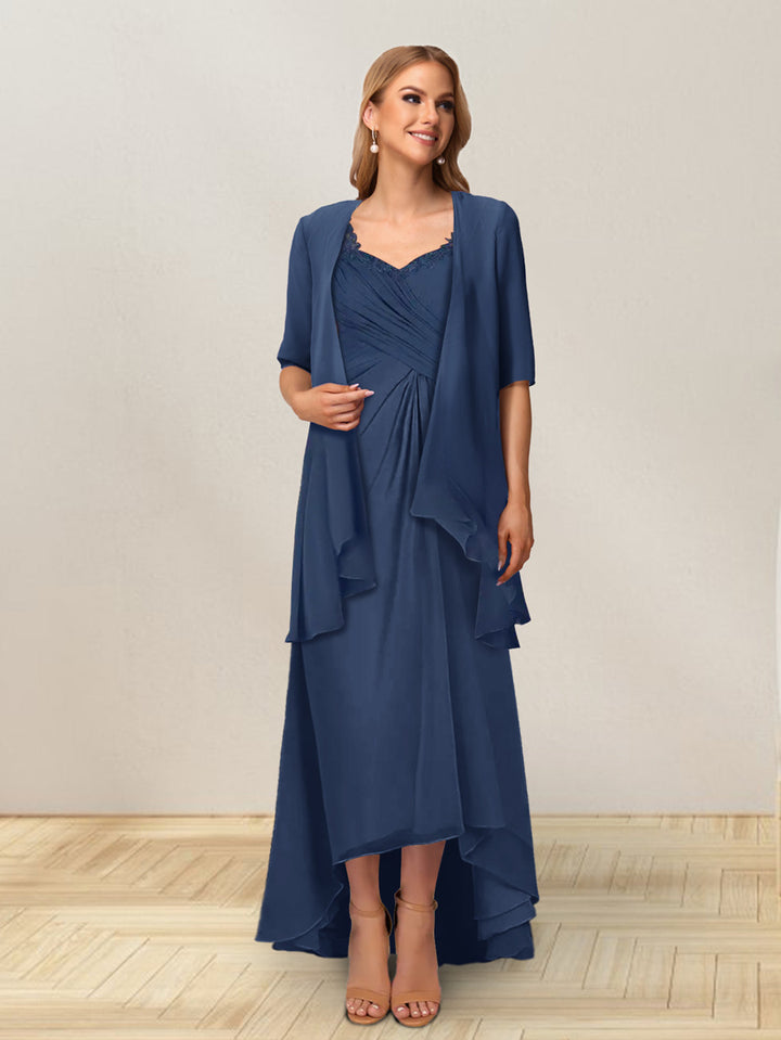 A-Line/Princess Sleeveless Long Formal Evening Dresses With Ruffles &amp; Jacket