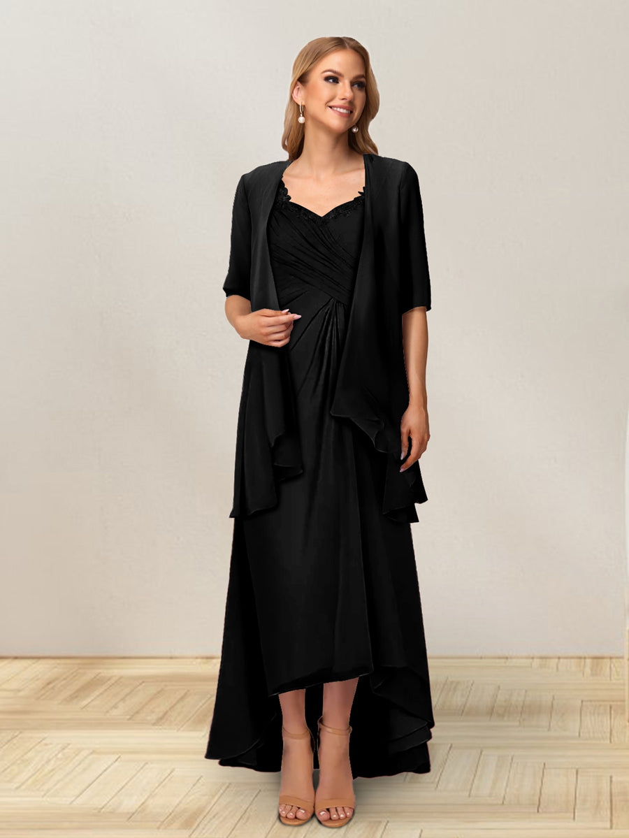 A-Line/Princess Sleeveless Long Formal Evening Dresses With Ruffles &amp; Jacket