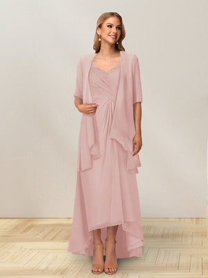 A-Line/Princess Sleeveless Long Formal Evening Dresses With Ruffles & Jacket