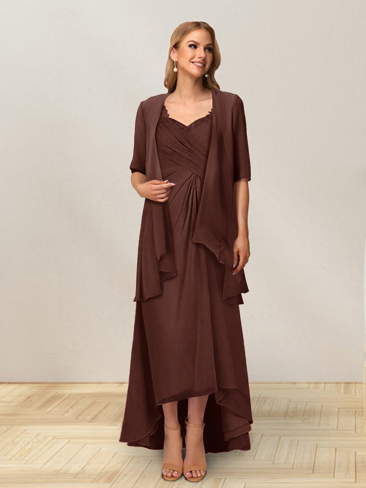A-Line/Princess Sleeveless Long Formal Evening Dresses With Ruffles &amp; Jacket