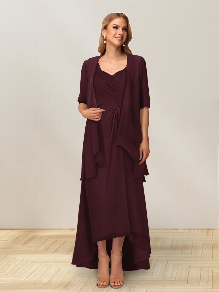 A-Line/Princess Sleeveless Long Formal Evening Dresses With Ruffles &amp; Jacket