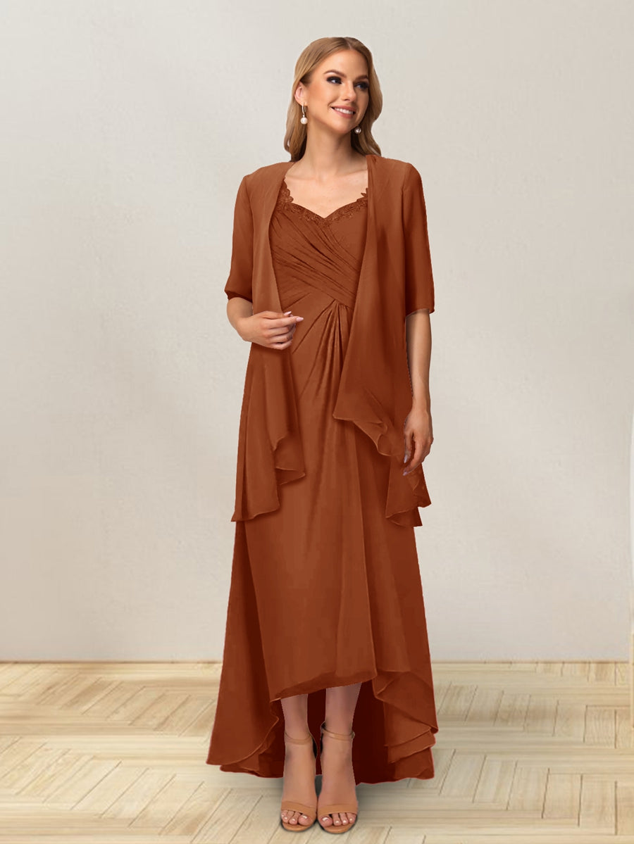 A-Line/Princess Sleeveless Long Formal Evening Dresses With Ruffles &amp; Jacket