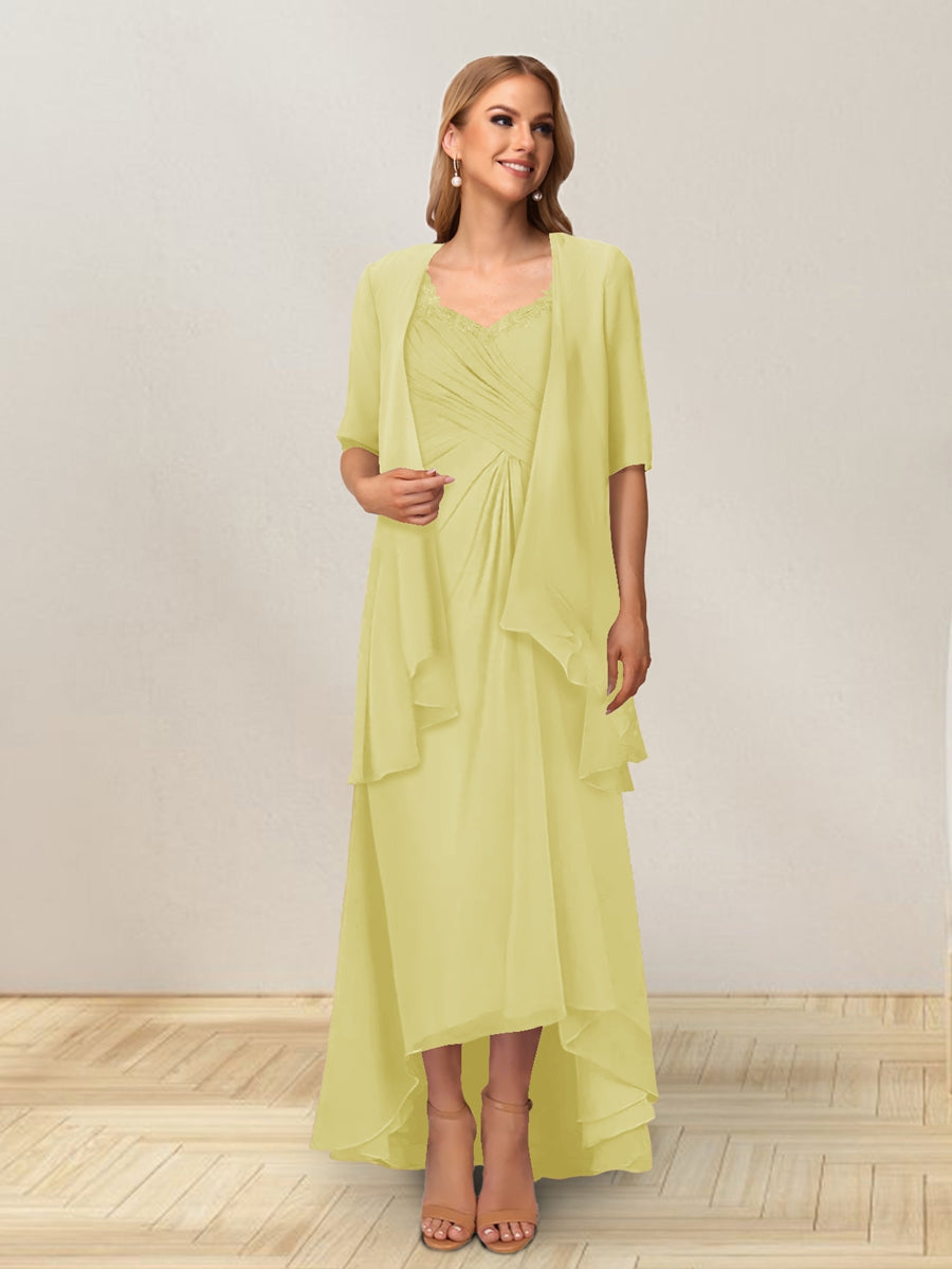 A-Line/Princess Sleeveless Long Formal Evening Dresses With Ruffles &amp; Jacket