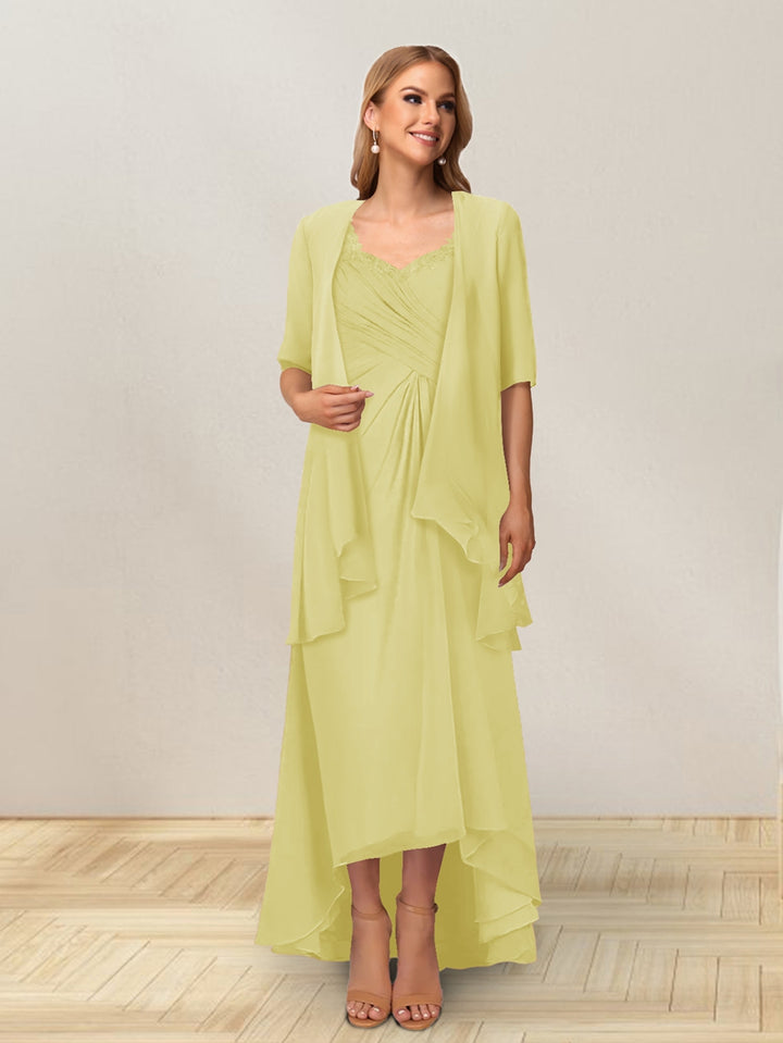 A-Line/Princess Sleeveless Long Formal Evening Dresses With Ruffles &amp; Jacket