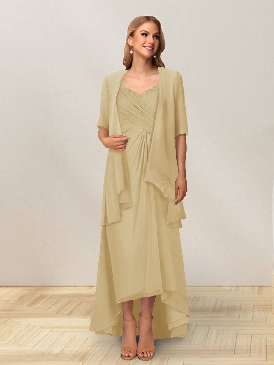 A-Line/Princess Sleeveless Long Formal Evening Dresses With Ruffles &amp; Jacket