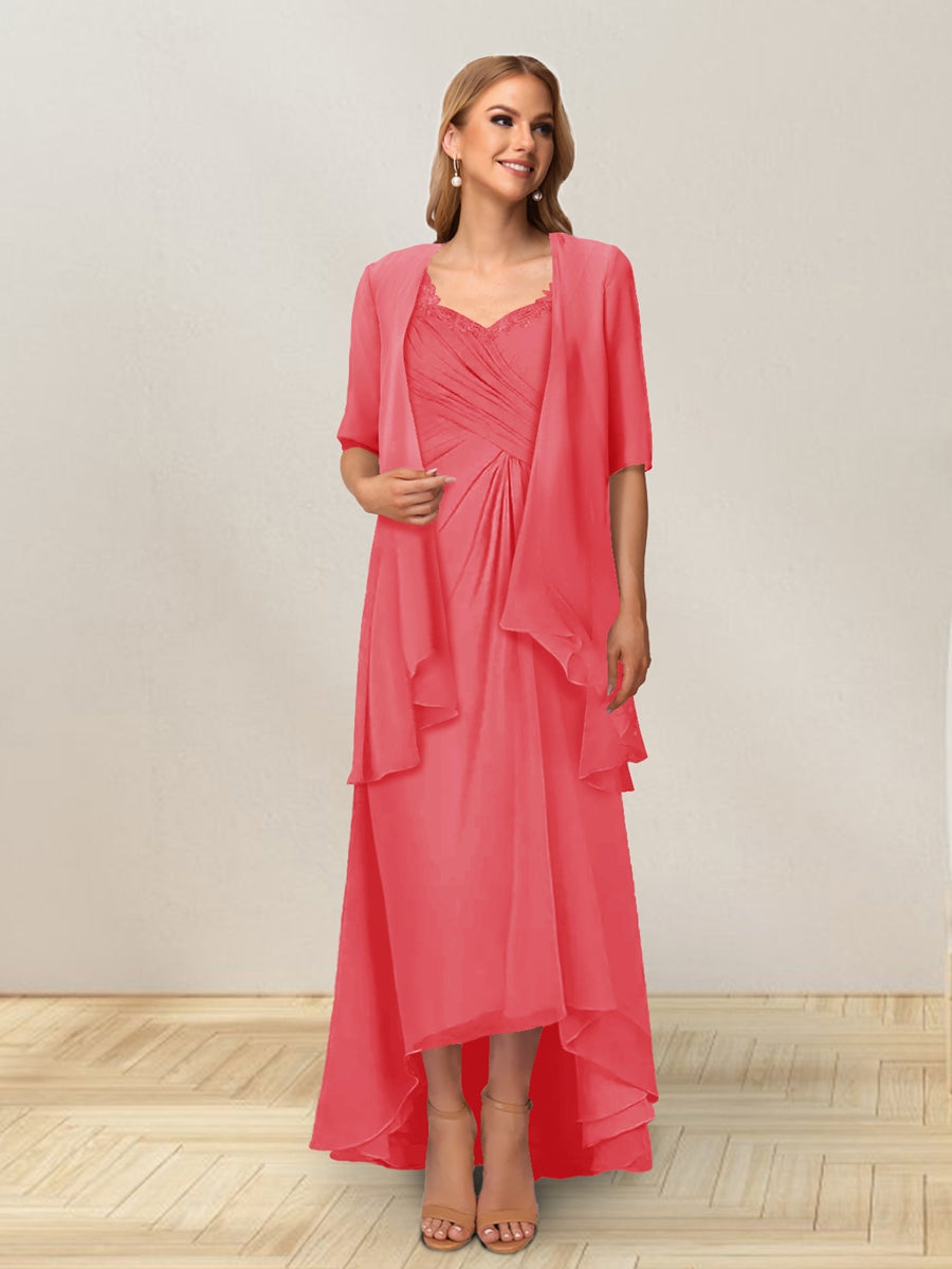 A-Line/Princess Sleeveless Long Formal Evening Dresses With Ruffles &amp; Jacket