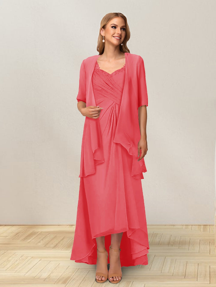 A-Line/Princess Sleeveless Long Formal Evening Dresses With Ruffles &amp; Jacket