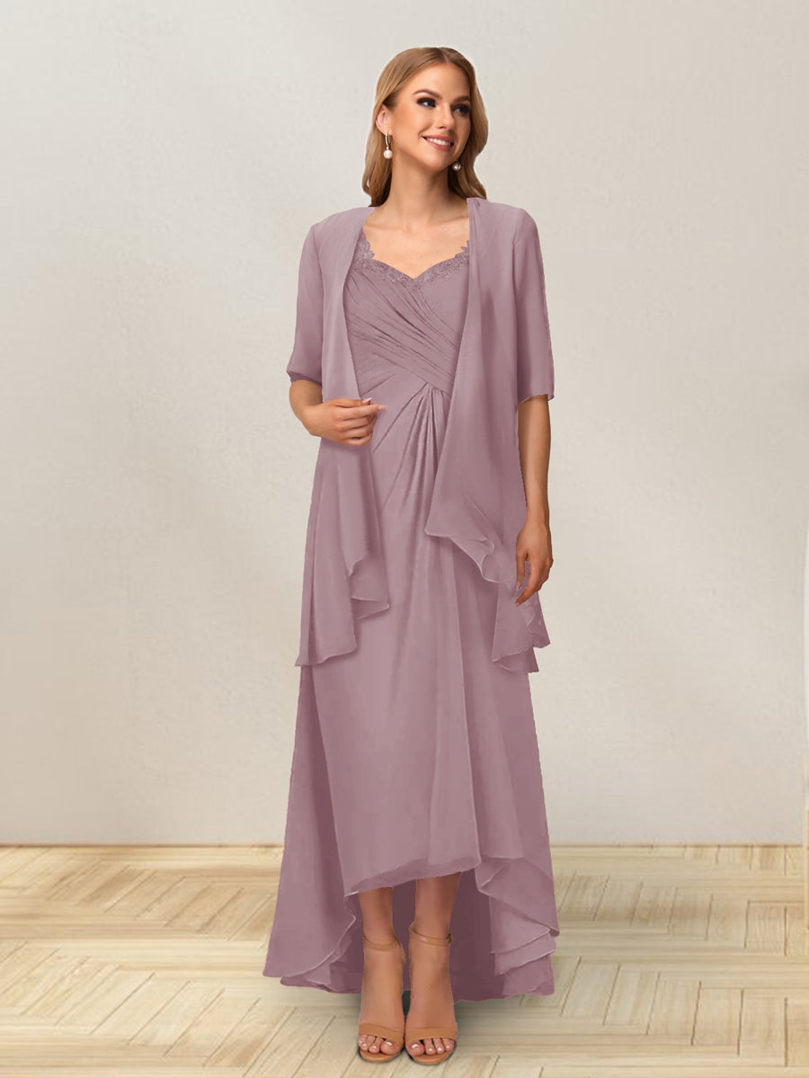 A-Line/Princess Sleeveless Long Formal Evening Dresses With Ruffles &amp; Jacket