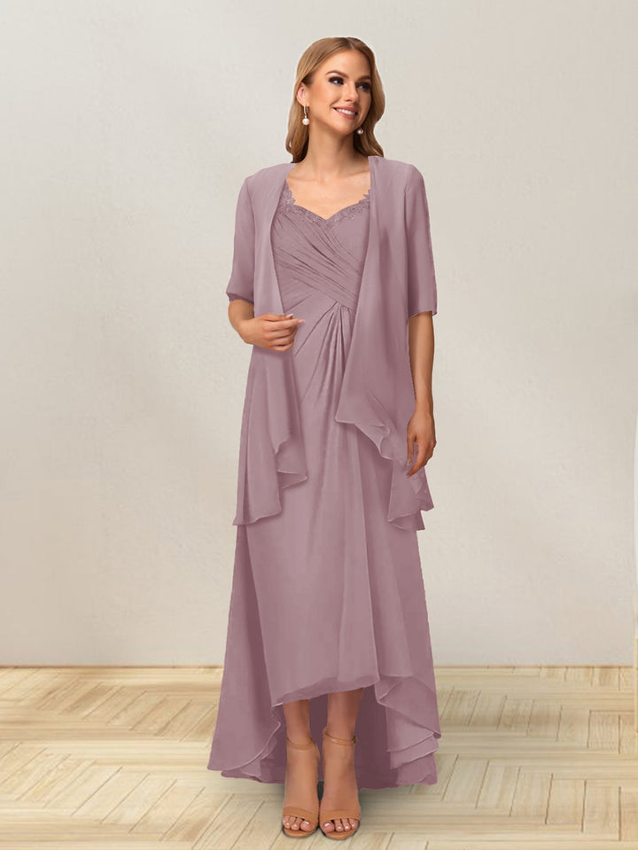 A-Line/Princess Sleeveless Long Formal Evening Dresses With Ruffles &amp; Jacket