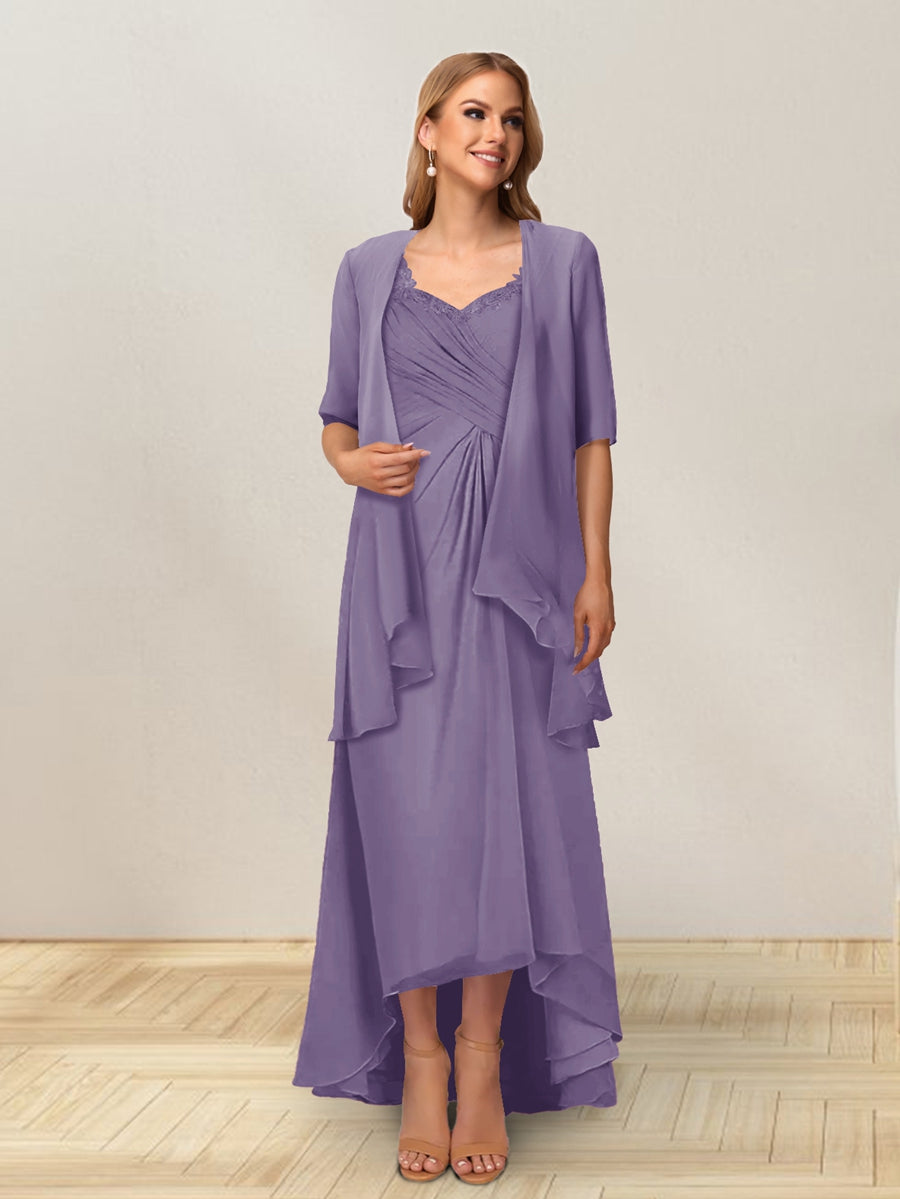 A-Line/Princess Sleeveless Long Formal Evening Dresses With Ruffles &amp; Jacket