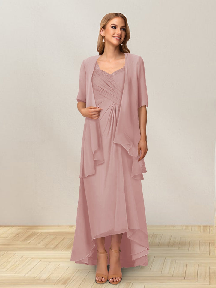 A-Line/Princess Sleeveless Long Formal Evening Dresses With Ruffles &amp; Jacket