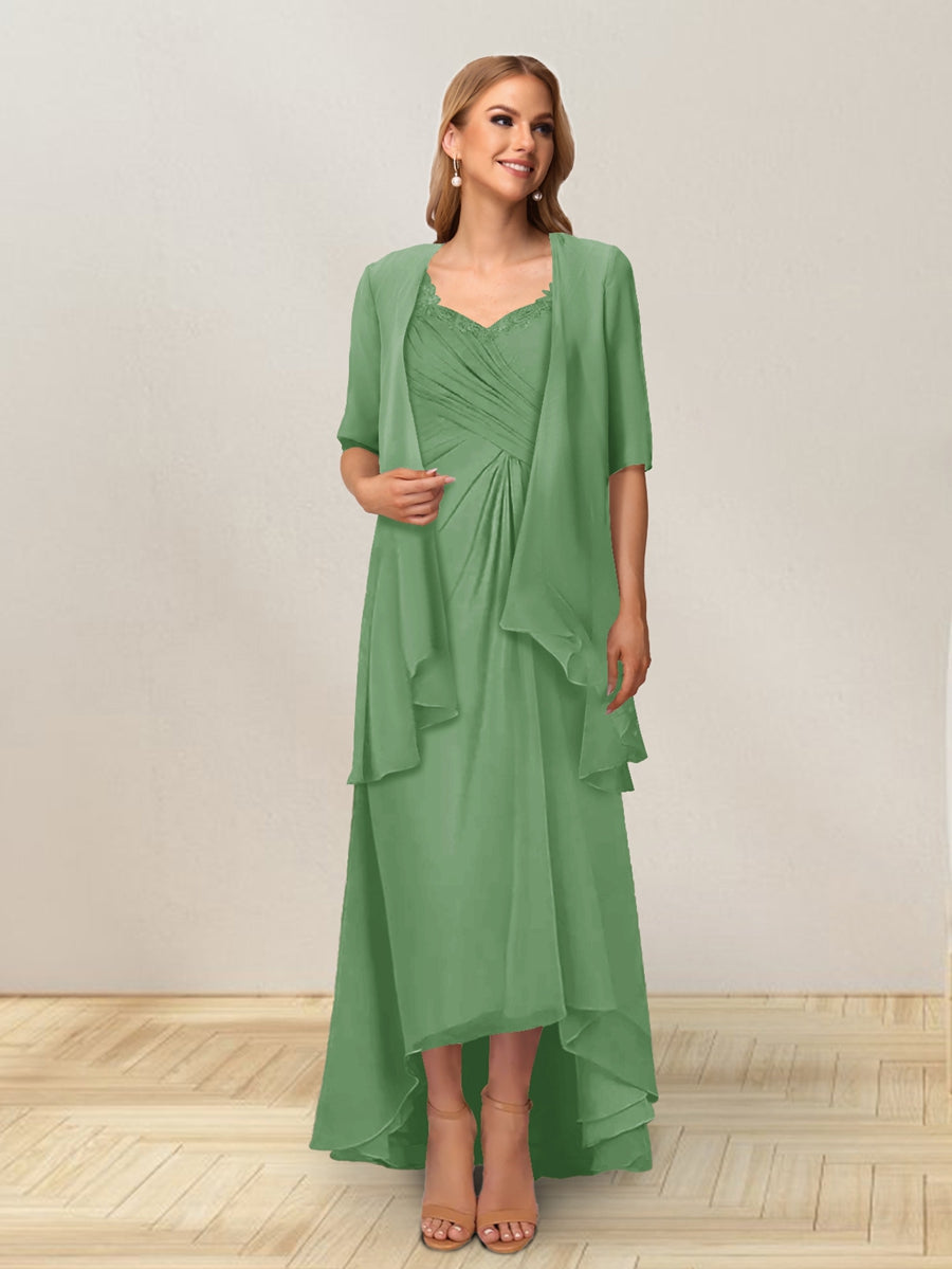 A-Line/Princess Sleeveless Long Formal Evening Dresses With Ruffles &amp; Jacket
