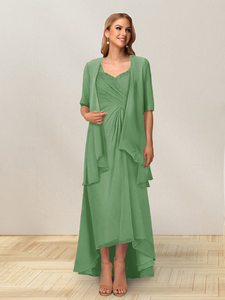 A-Line/Princess Sleeveless Long Formal Evening Dresses With Ruffles &amp; Jacket