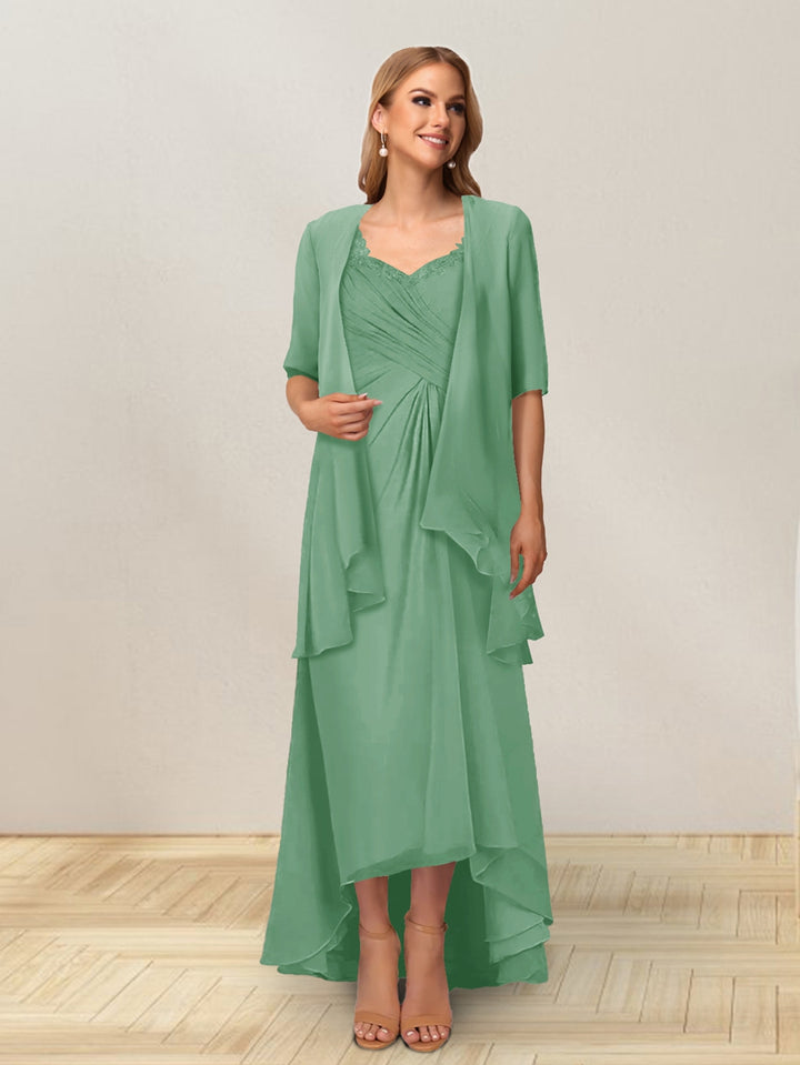 A-Line/Princess Sleeveless Long Formal Evening Dresses With Ruffles &amp; Jacket