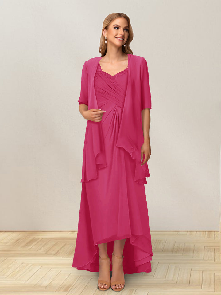 A-Line/Princess Sleeveless Long Formal Evening Dresses With Ruffles &amp; Jacket