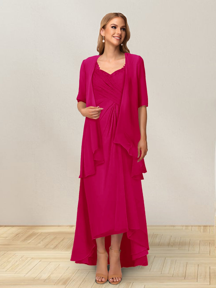 A-Line/Princess Sleeveless Long Formal Evening Dresses With Ruffles &amp; Jacket