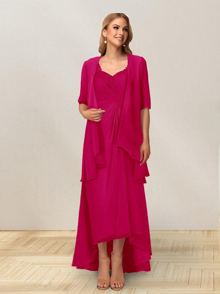A-Line/Princess Sleeveless Long Formal Evening Dresses With Ruffles &amp; Jacket