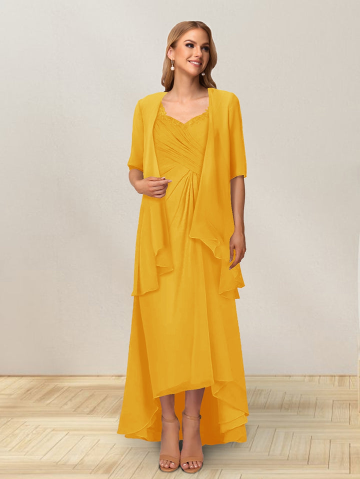 A-Line/Princess Sleeveless Long Formal Evening Dresses With Ruffles &amp; Jacket