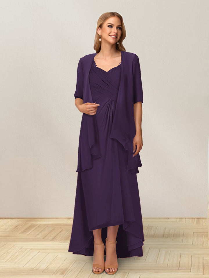 A-Line/Princess Sleeveless Long Formal Evening Dresses With Ruffles &amp; Jacket