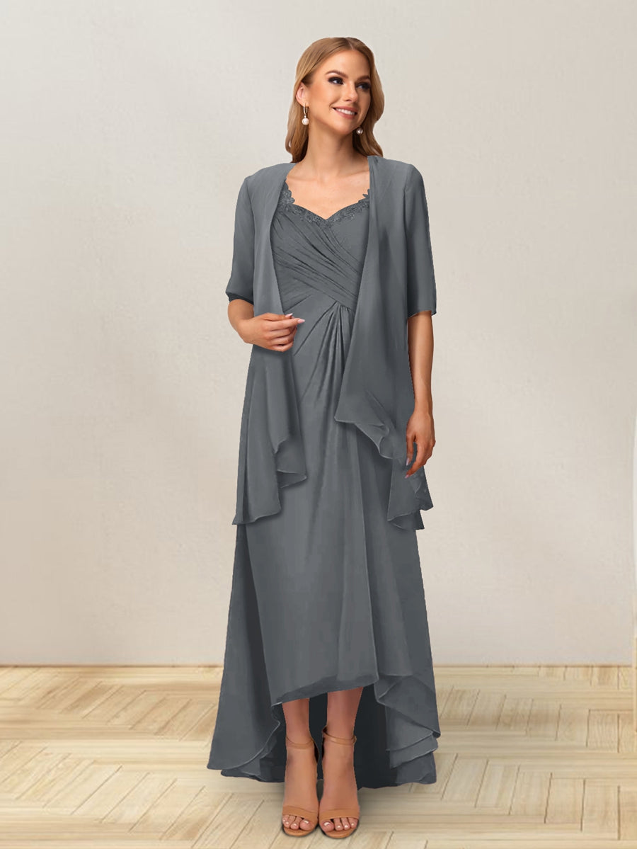 A-Line/Princess Sleeveless Long Formal Evening Dresses With Ruffles &amp; Jacket