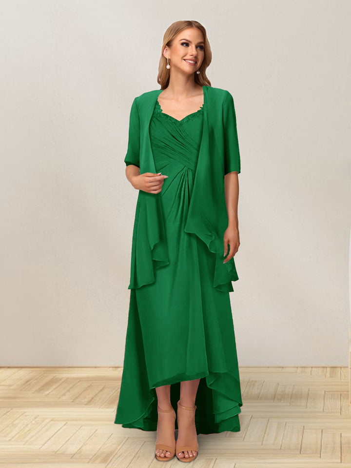 A-Line/Princess Sleeveless Long Formal Evening Dresses With Ruffles &amp; Jacket