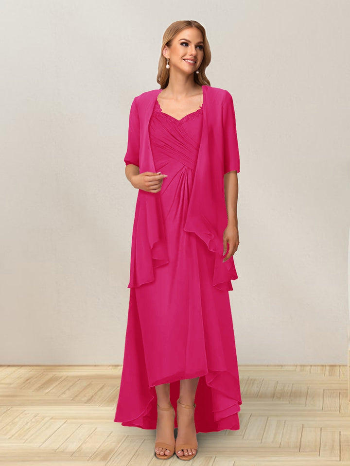 A-Line/Princess Sleeveless Long Formal Evening Dresses With Ruffles &amp; Jacket