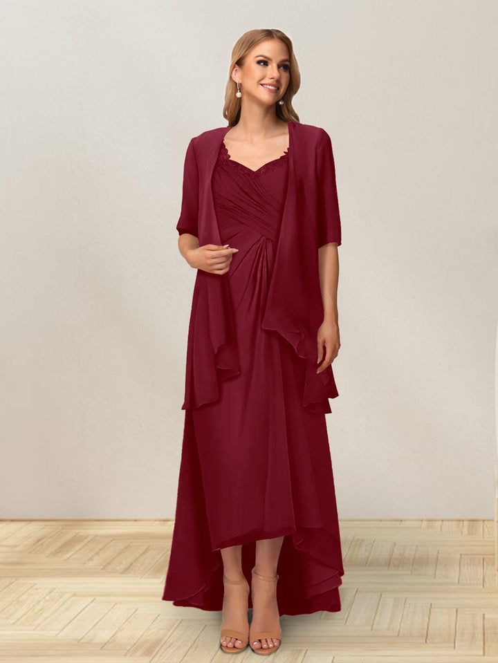 A-Line/Princess Sleeveless Long Formal Evening Dresses With Ruffles &amp; Jacket
