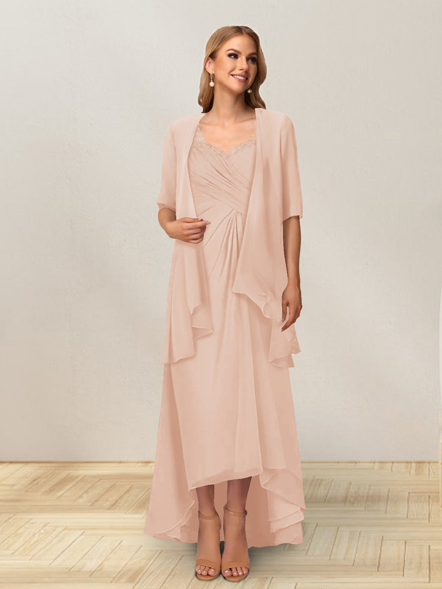 A-Line/Princess Sleeveless Long Formal Evening Dresses With Ruffles &amp; Jacket