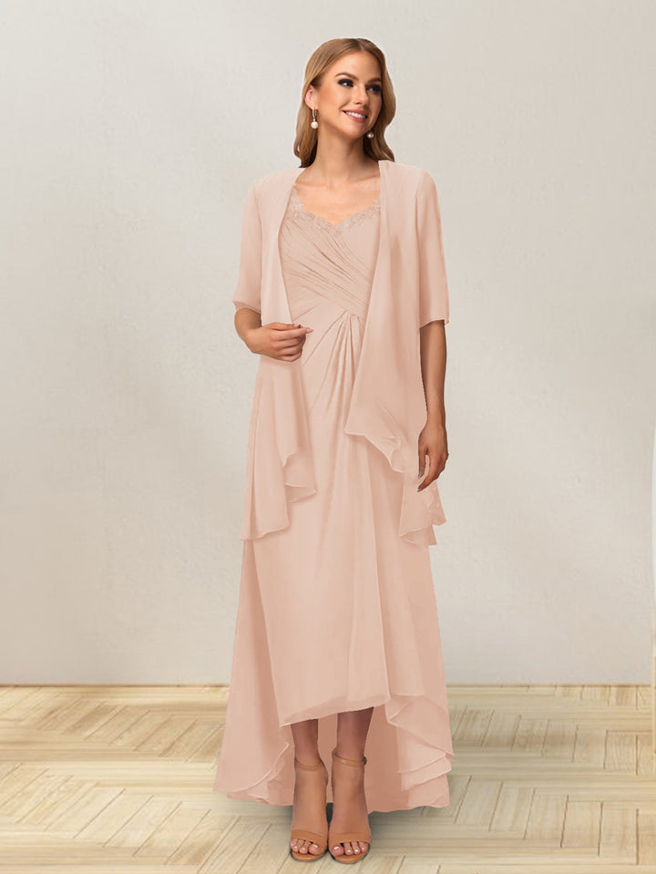 A-Line/Princess Sleeveless Long Formal Evening Dresses With Ruffles &amp; Jacket