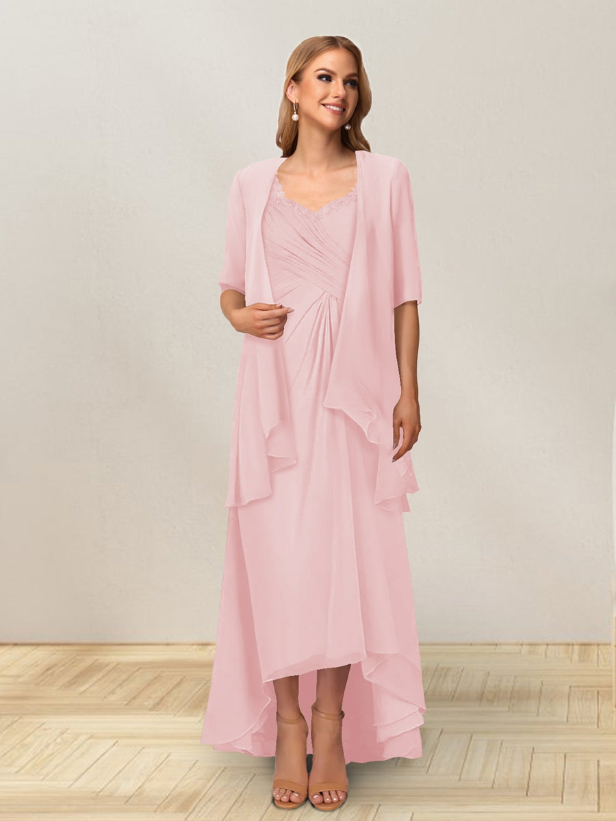 A-Line/Princess Sleeveless Long Formal Evening Dresses With Ruffles &amp; Jacket