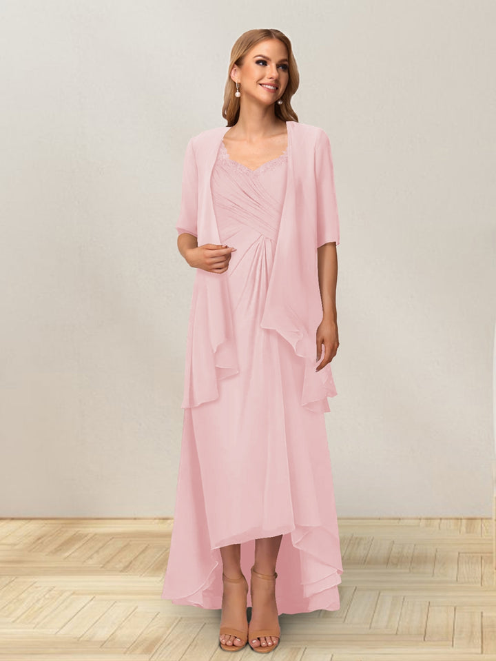 A-Line/Princess Sleeveless Long Formal Evening Dresses With Ruffles &amp; Jacket