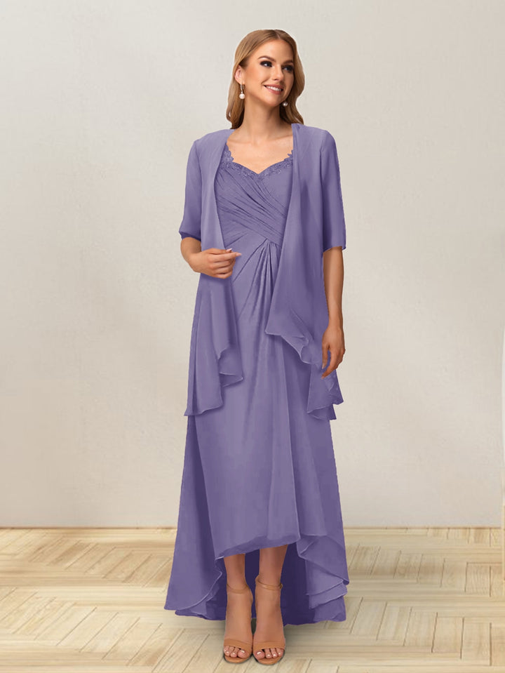 A-Line/Princess Sleeveless Long Formal Evening Dresses With Ruffles &amp; Jacket