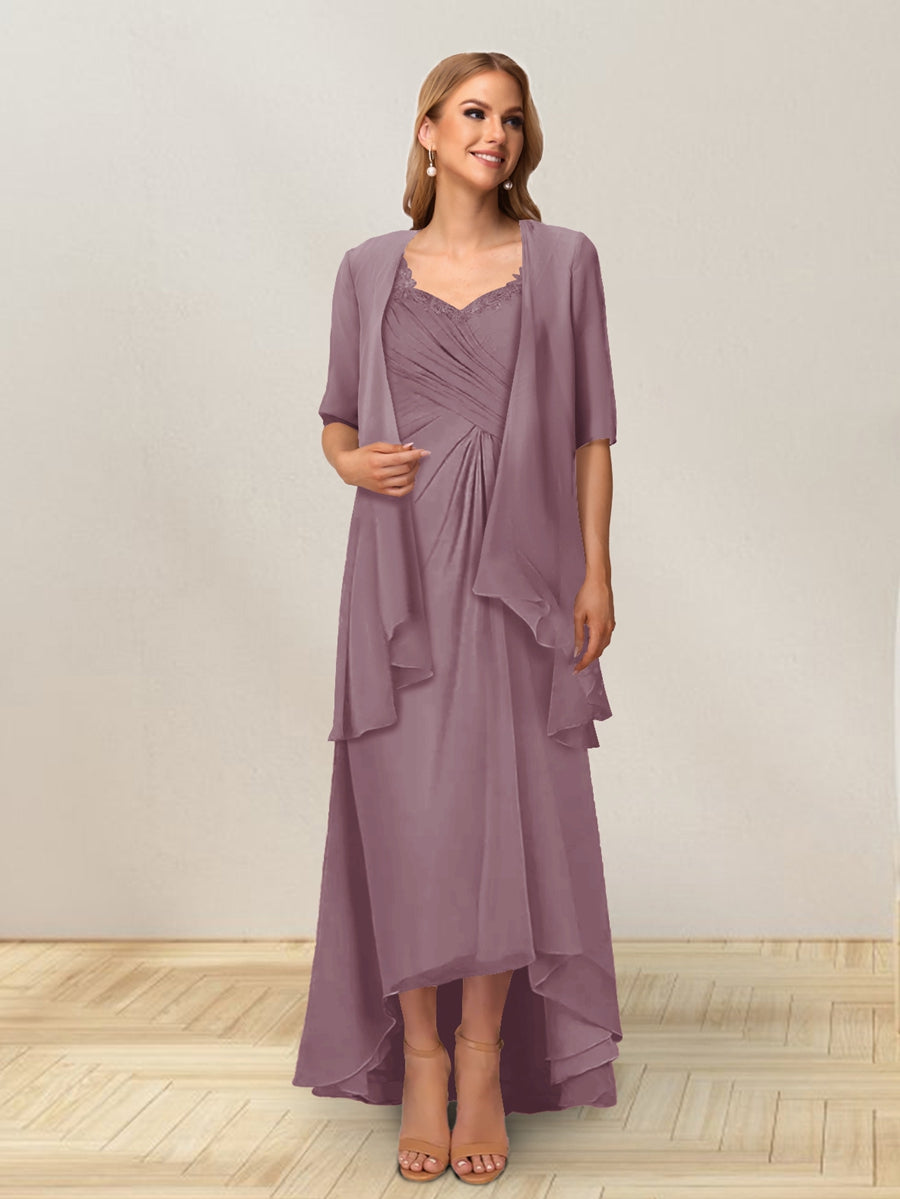 A-Line/Princess Sleeveless Long Formal Evening Dresses With Ruffles &amp; Jacket