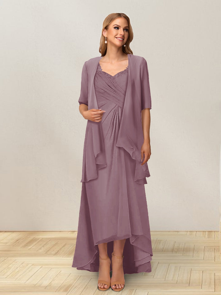 A-Line/Princess Sleeveless Long Formal Evening Dresses With Ruffles &amp; Jacket