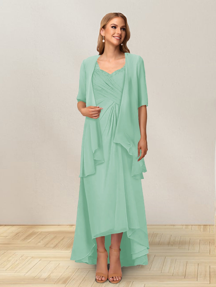 A-Line/Princess Sleeveless Long Formal Evening Dresses With Ruffles &amp; Jacket
