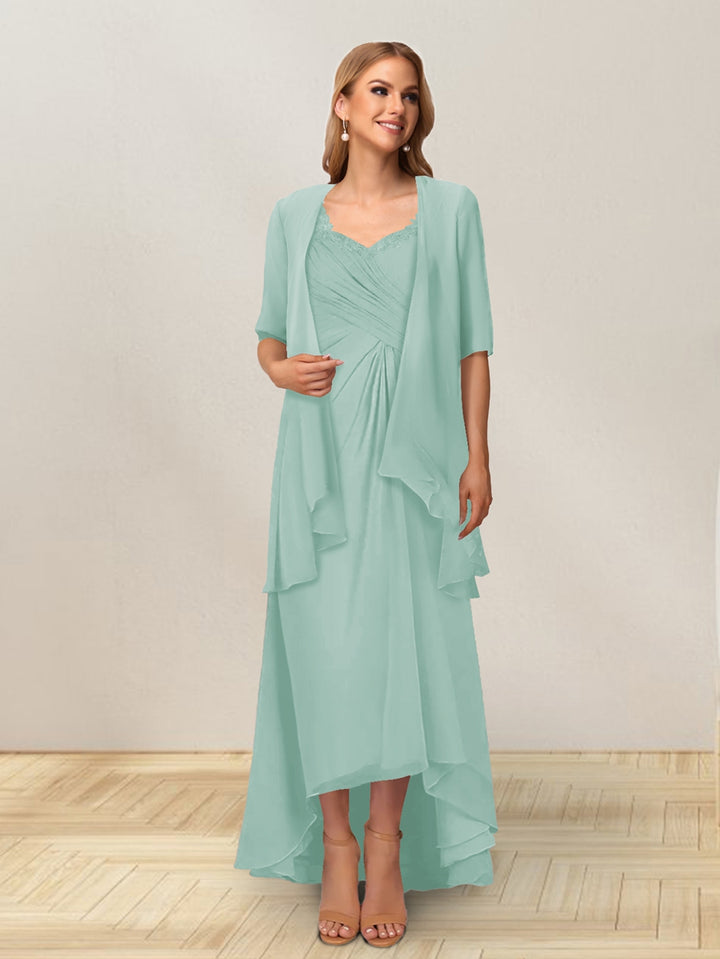 A-Line/Princess Sleeveless Long Formal Evening Dresses With Ruffles &amp; Jacket
