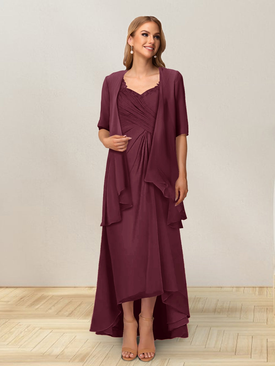 A-Line/Princess Sleeveless Long Formal Evening Dresses With Ruffles &amp; Jacket